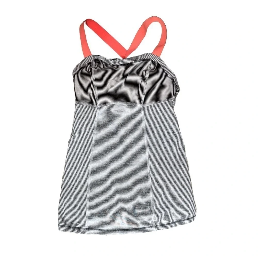 Lululemon run catch me  Striped Gray and Coral adjustable  Tank Top